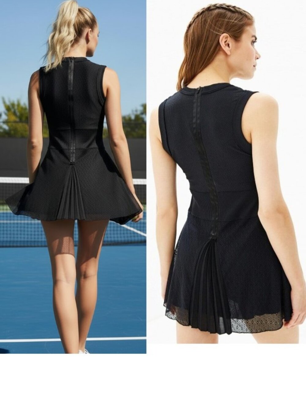 Nwt Nike Black Tennis Dress w/ Zipper pleated skirt S Small